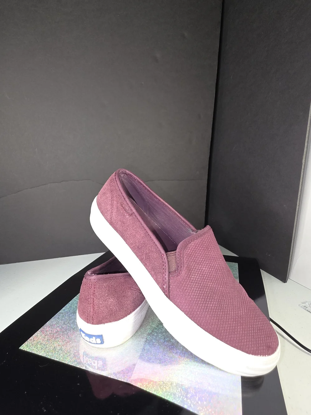 Keds Double Decker Perf Suede Slip-On Platform Sneakers Plum/ Burgandy 6.5 US